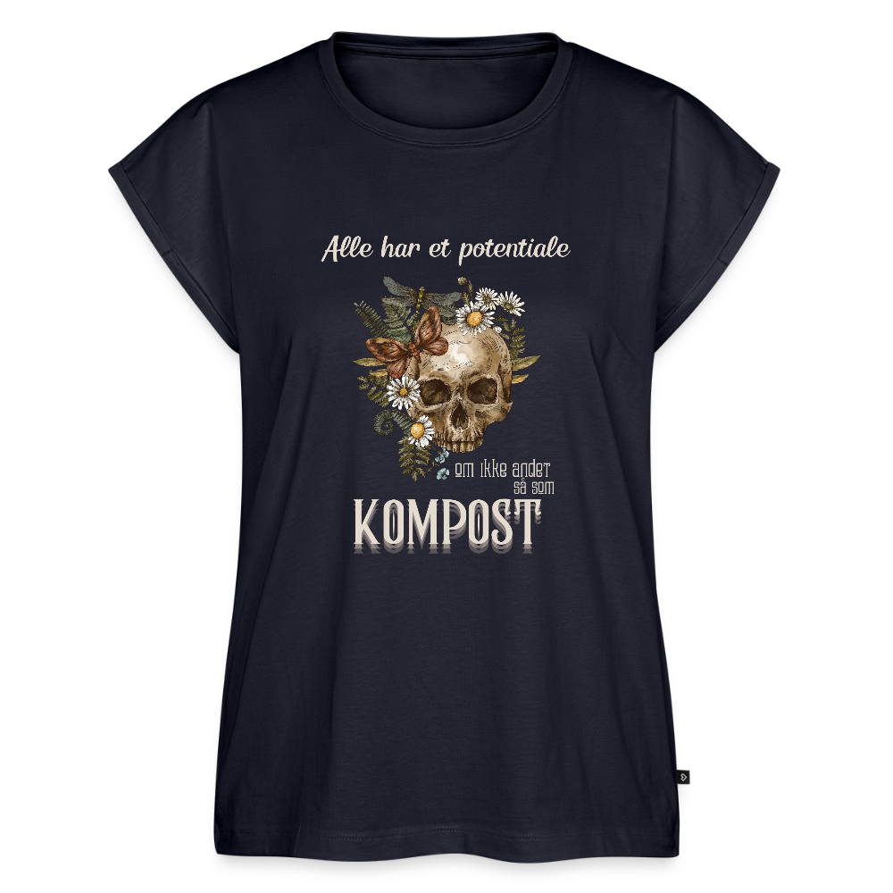 Bæredygtig pragmatisme Dame T-shirt med rulleærmer - navy