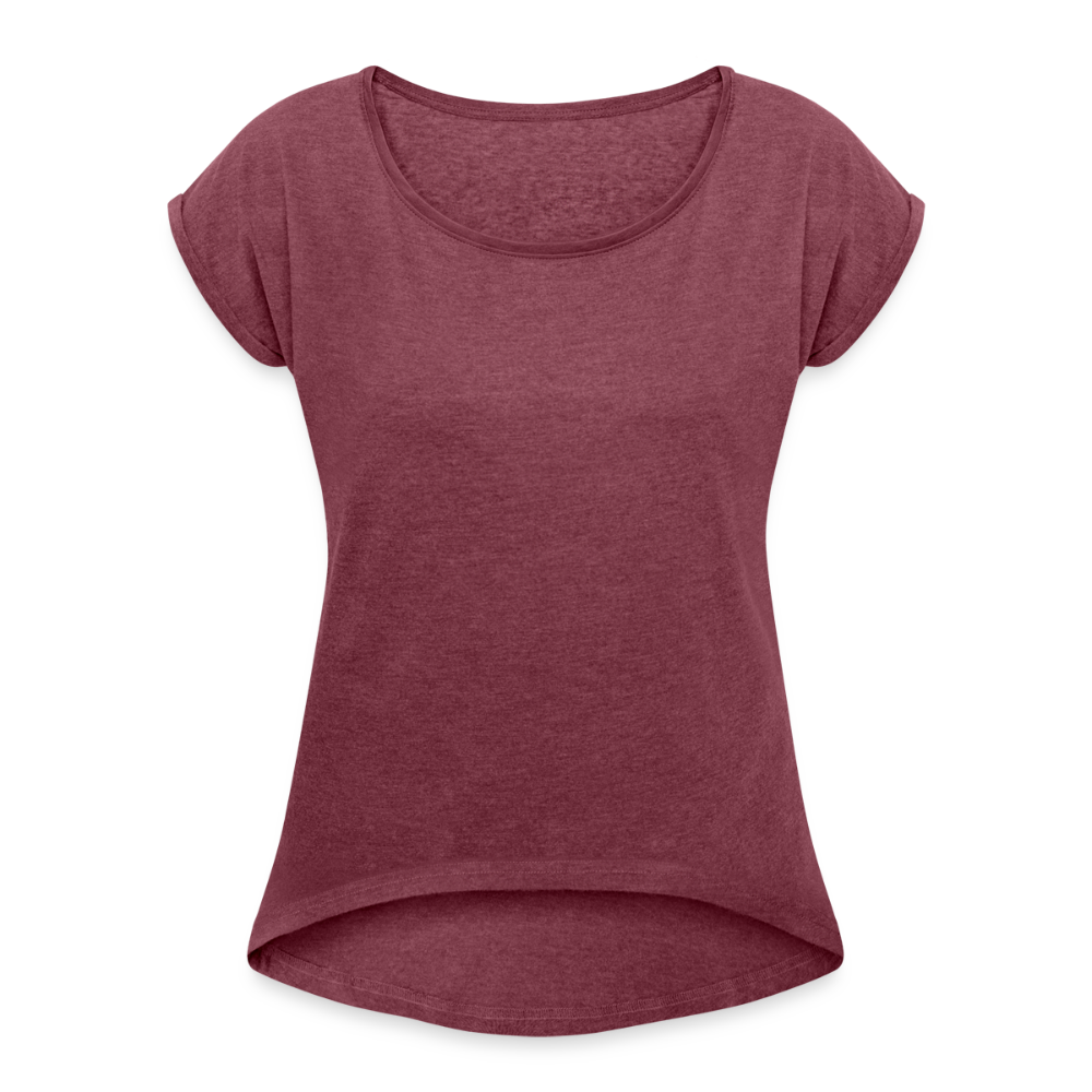 Ikke mit cirkus Dame T-shirt med rulleærmer rygtryk - bordeaux meleret