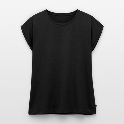 Ikke mit cirkus Dame T-shirt med rulleærmer rygtryk - sort