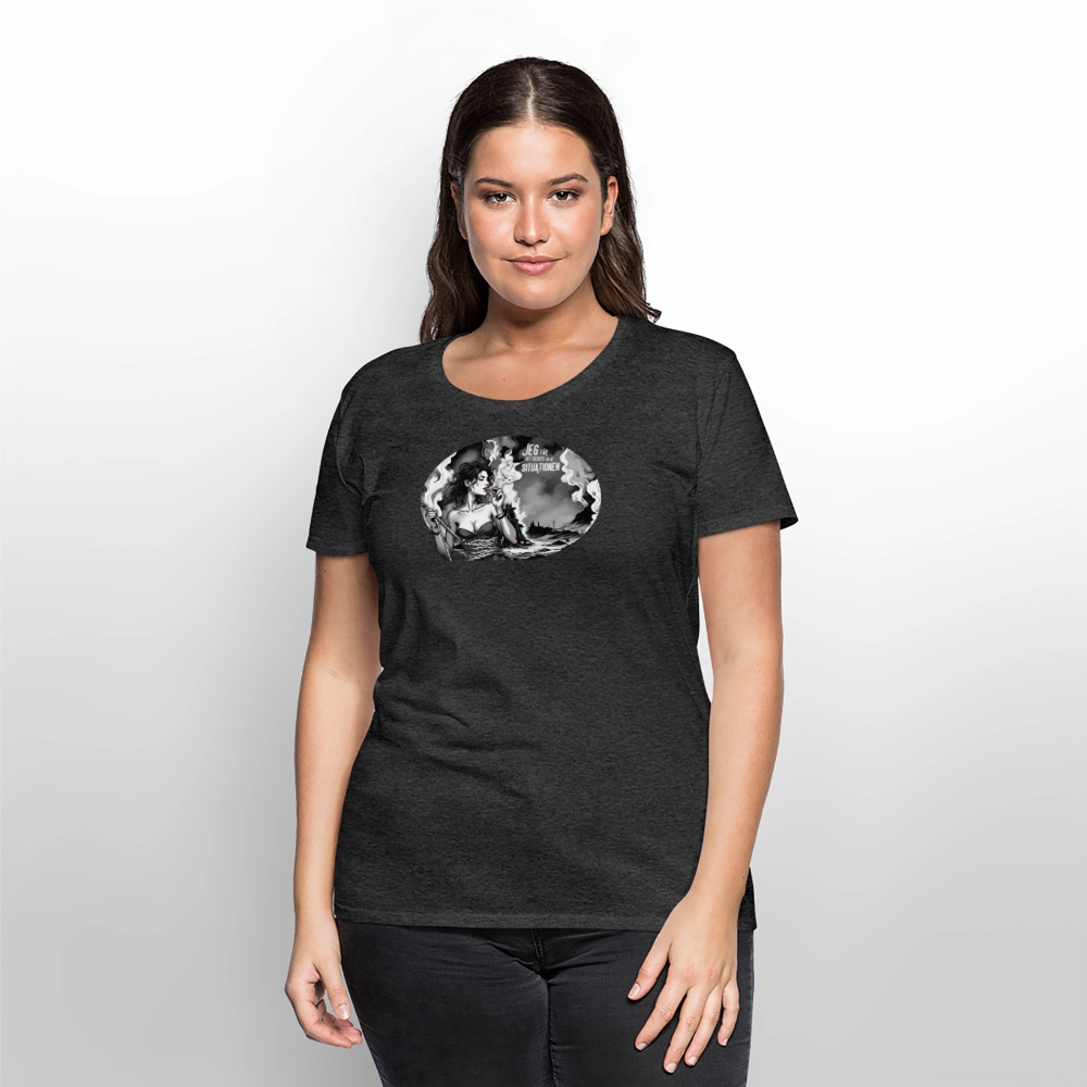 Dame premium T-shirt - antracit meleret