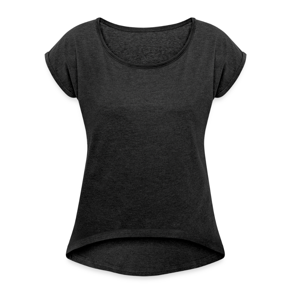 Ikke mit cirkus Dame T-shirt med rulleærmer rygtryk - sort meleret